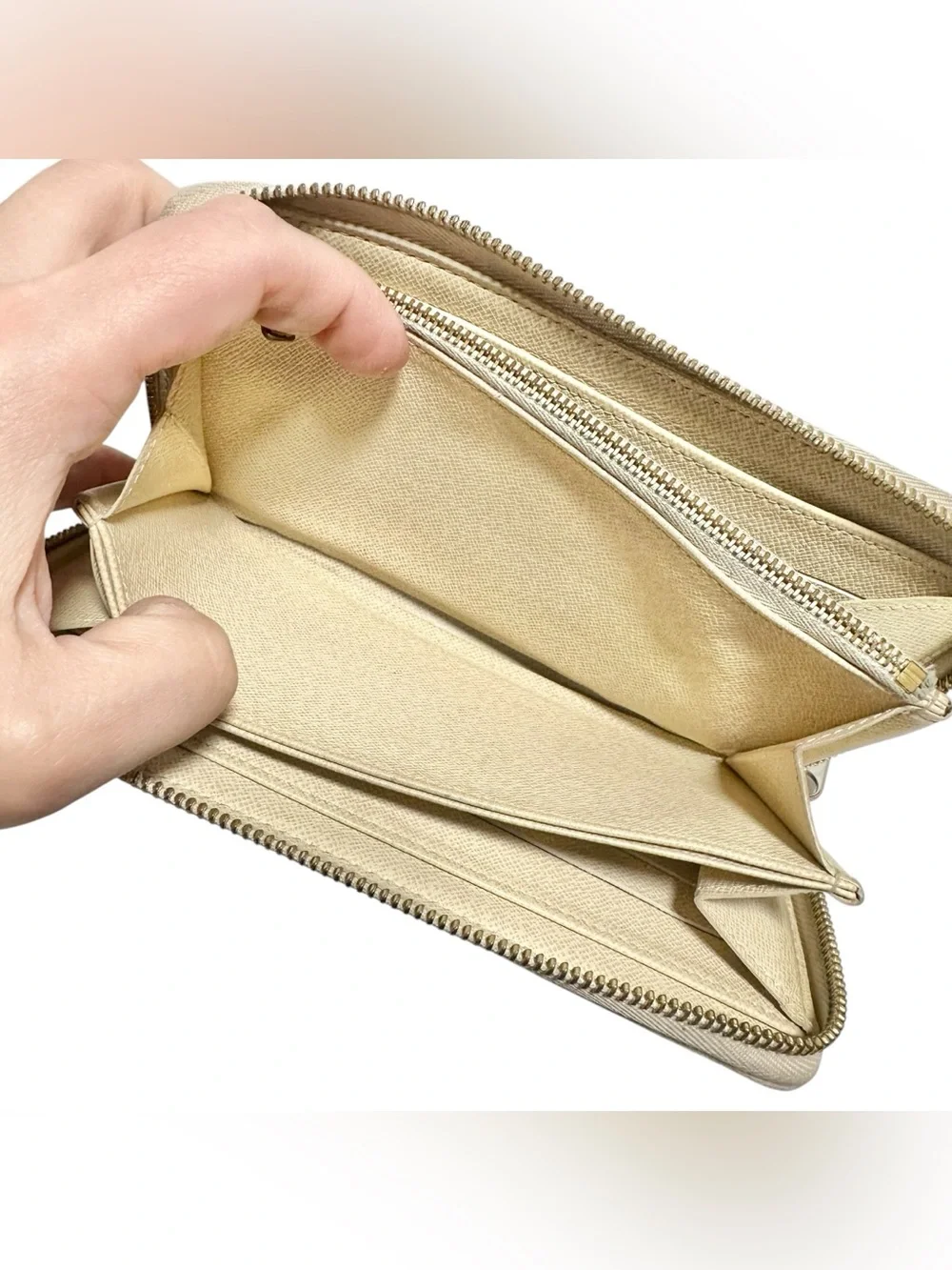 Louis Vuitton Damier Azur Leather Large Zip Around Zippy Wallet with Dust Bag
